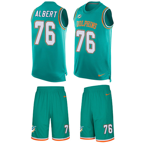 Men's Limited Branden Albert Nike Jersey Aqua Green - #76 Tank Top Suit NFL Miami Dolphins